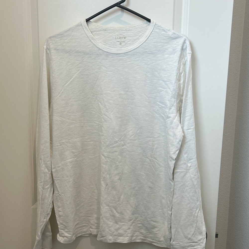 J. Crew Men's Long-Sleeve Crewneck Tee in White(M)